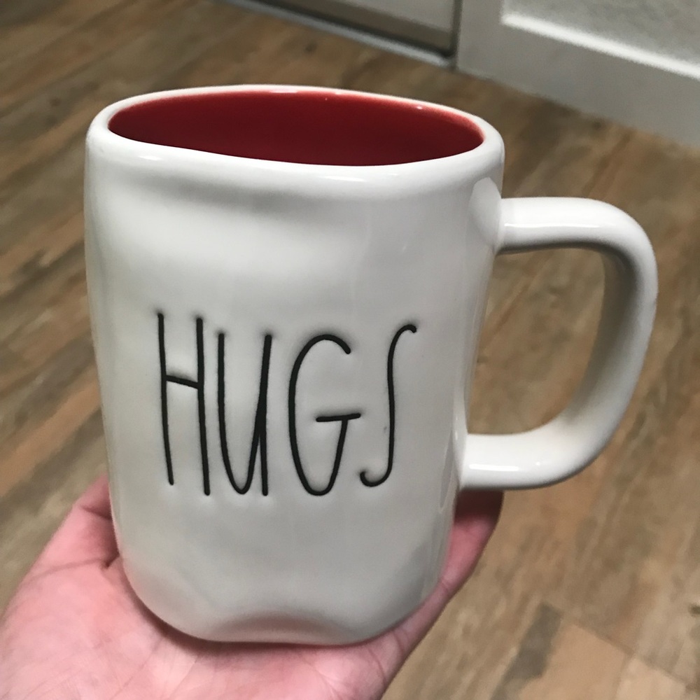 Rae Dunn hugs mug with red inside